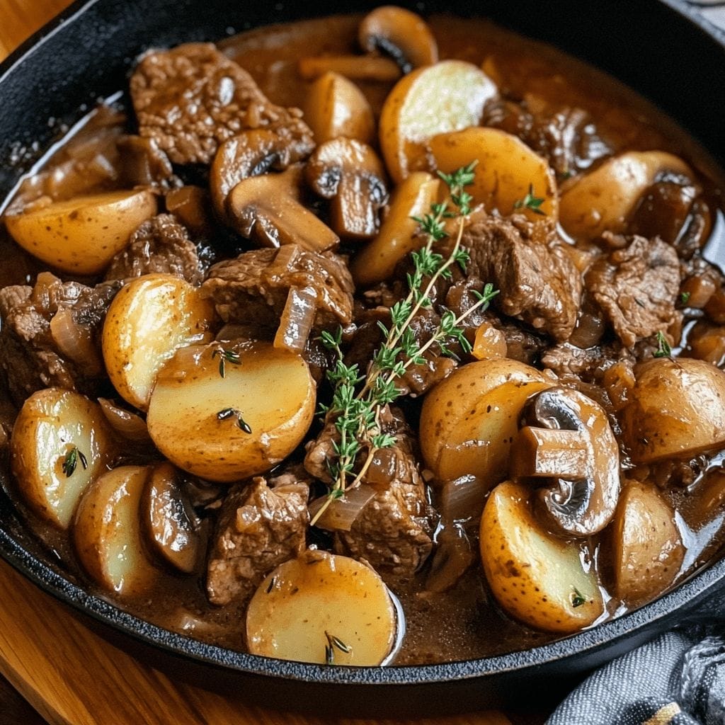 Classic French Beef Stew with Mushrooms